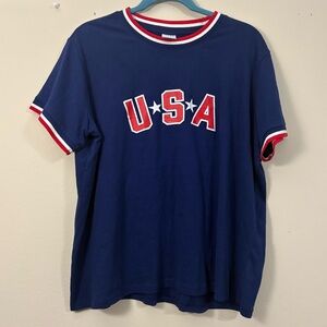 USA t-shirt women’s XL blue red white